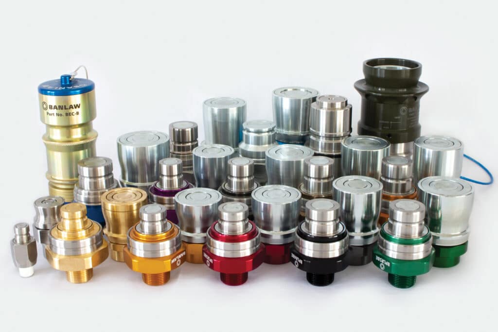 Banlaw dry break coupling options help avoid cross contamination and particulate contamination of service fluids. Flat face couplers for fluid transfer management.